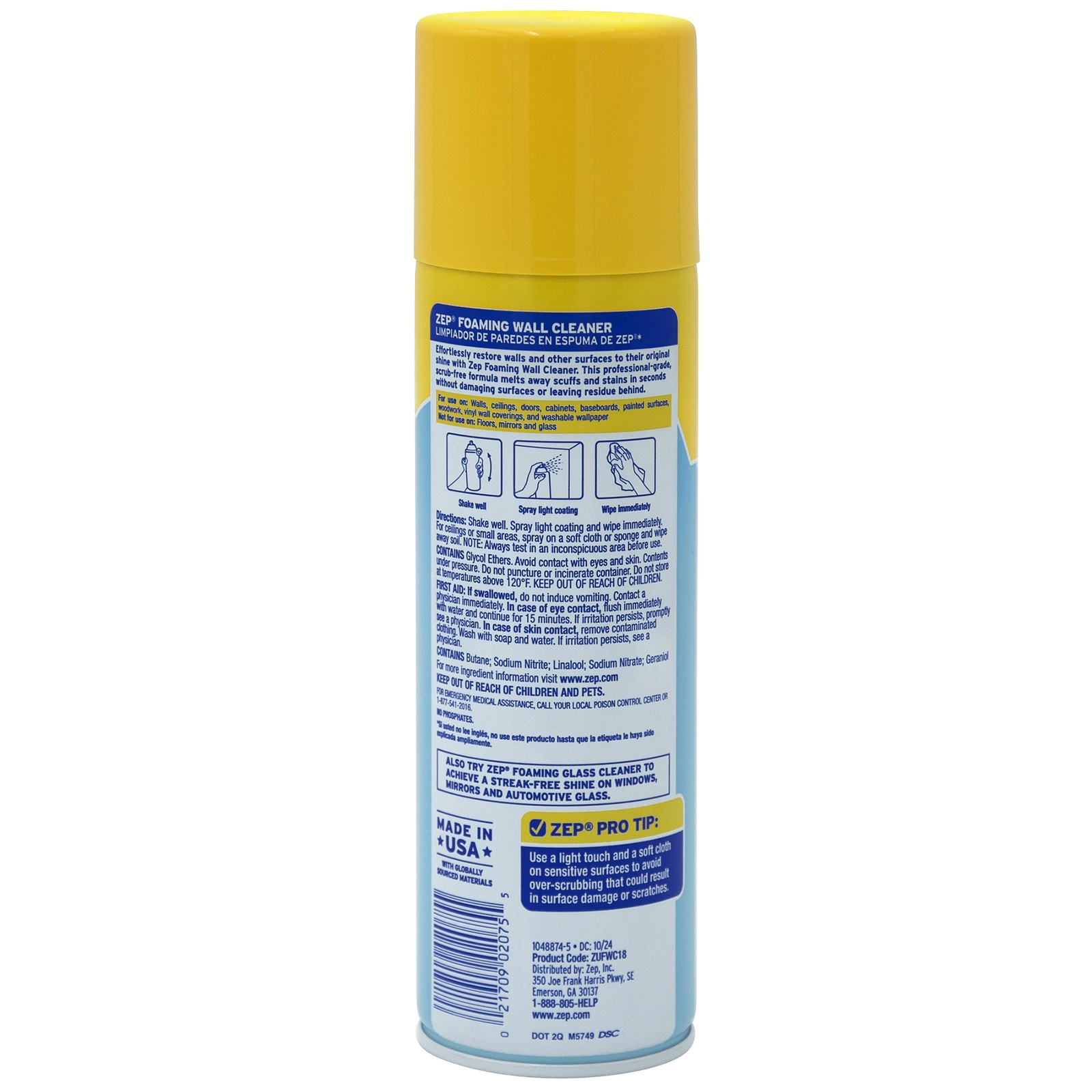 Zep Foaming Wall Cleaner – 18 oz (Case of 4) ZUFWC18 – Removes Stains Without