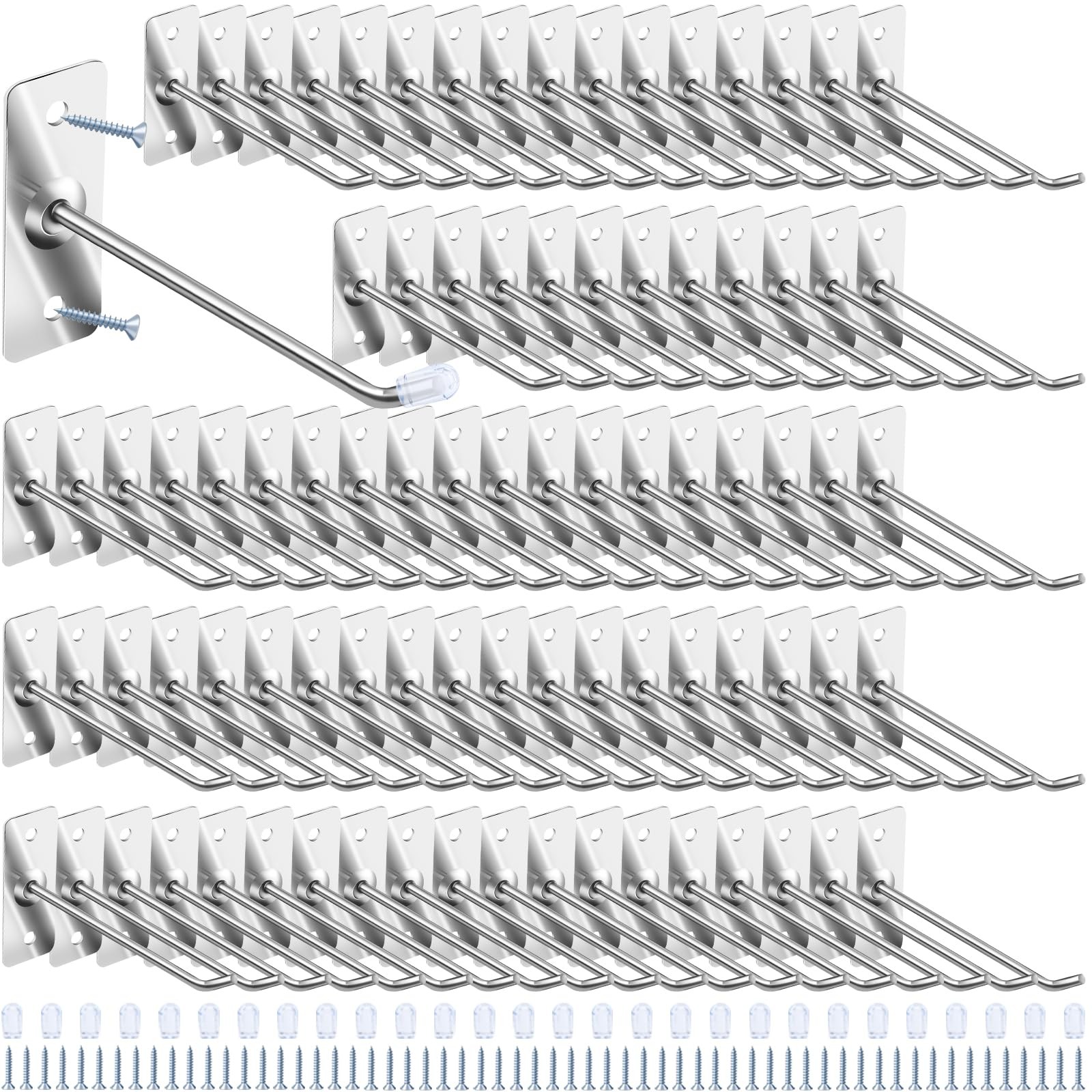 40 PCS 4″/10cm Stainless Steel Wall Mount Hooks Protective Caps Screws Hanger