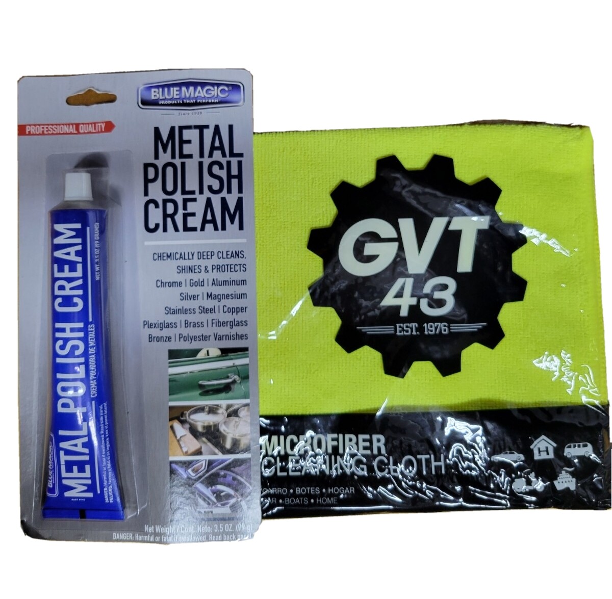 BLUE MAGIC METAL, GOLD, SILVER, STERLING POLISH CREAM 3.5oz + Micro Fiber Cloth
