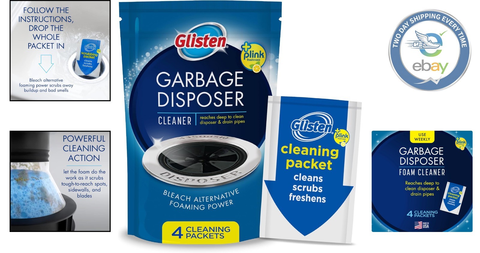 Eco-Friendly Garbage Disposal Cleaner – Lemon Scented, 4 Biodegradable Packets