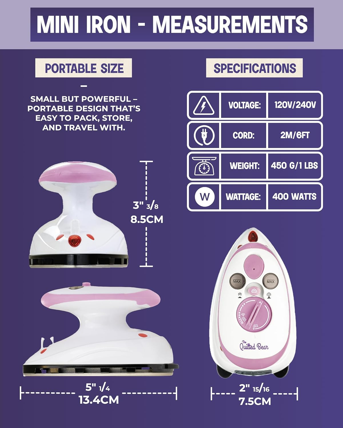 Premium Mini Steam Iron – Lightweight Mini Travel Iron for E