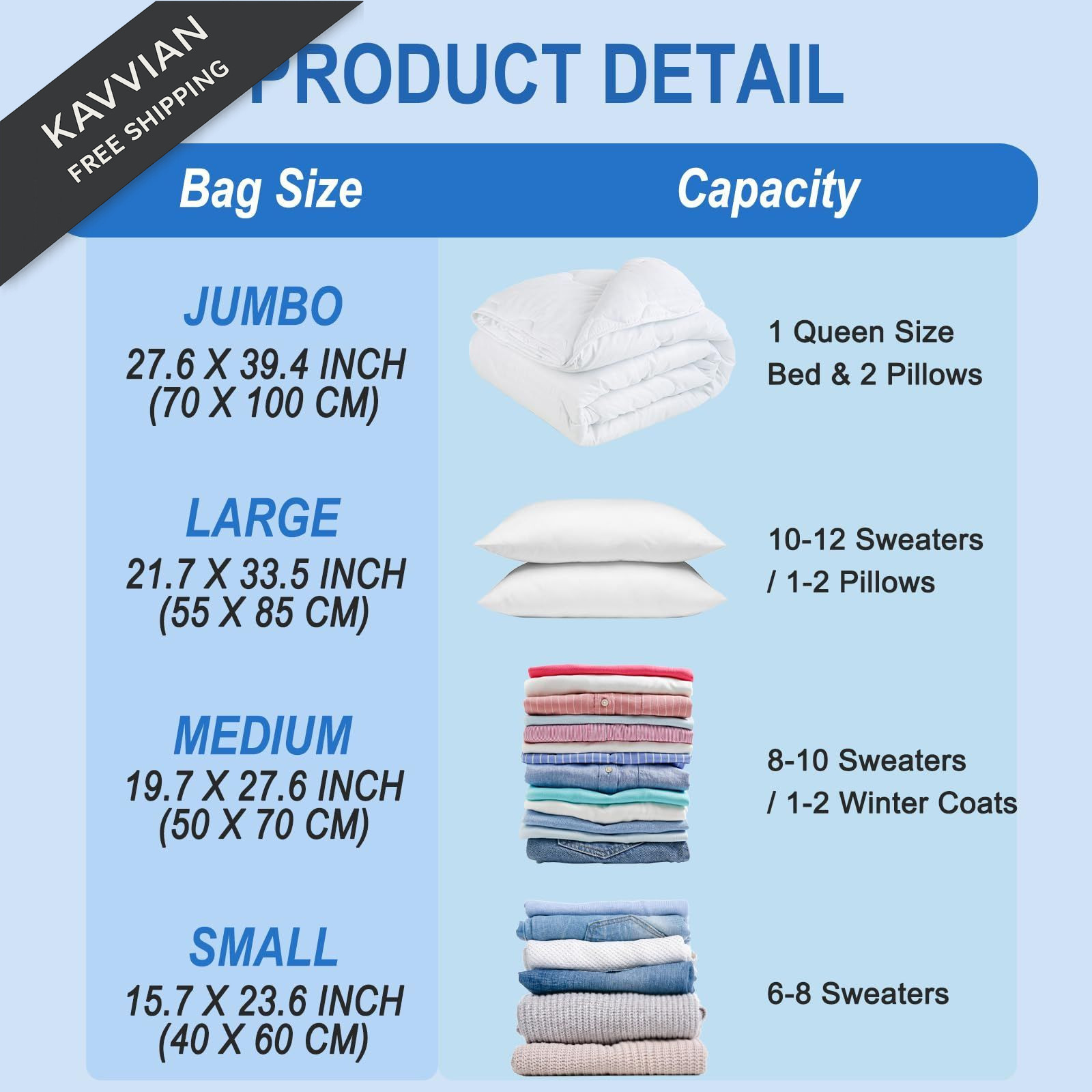 Fygrip Vacuum Storage Bags with Hand Pump, Plastic Packaging 10 Medium, Clear