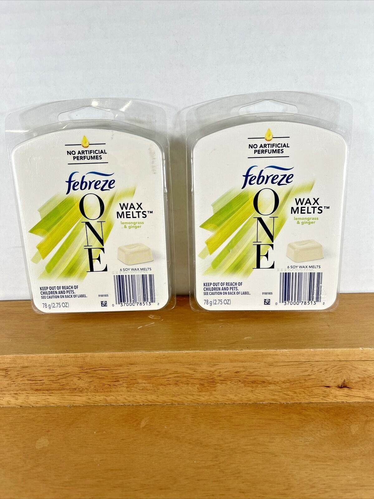 NEW 2 Packages Febreze 2.75 Oz Lemongrass & Ginger 6 Cube Packs Soy Wax Melts