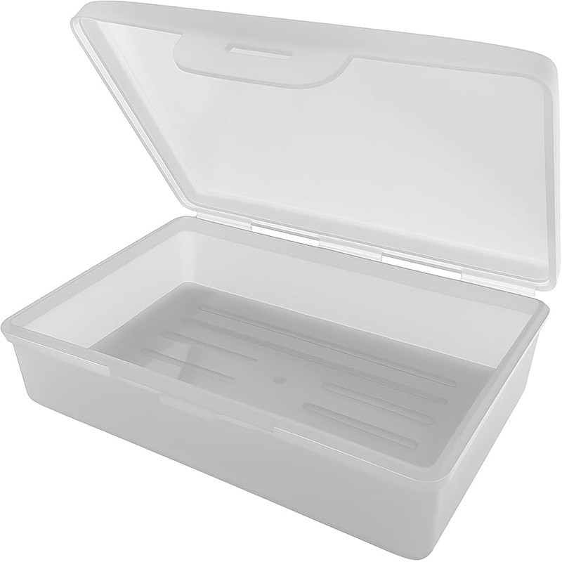 Travel Soap Box with Lid Clear White for Traveling Gym Storage