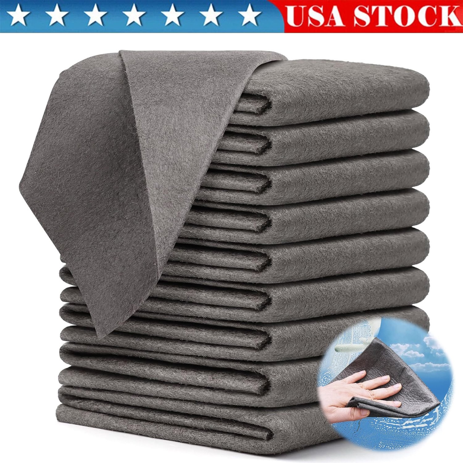 10PCS Magic Glass Cleaning Cloth Microfiber Cleaning Towels for Windows Kitchen