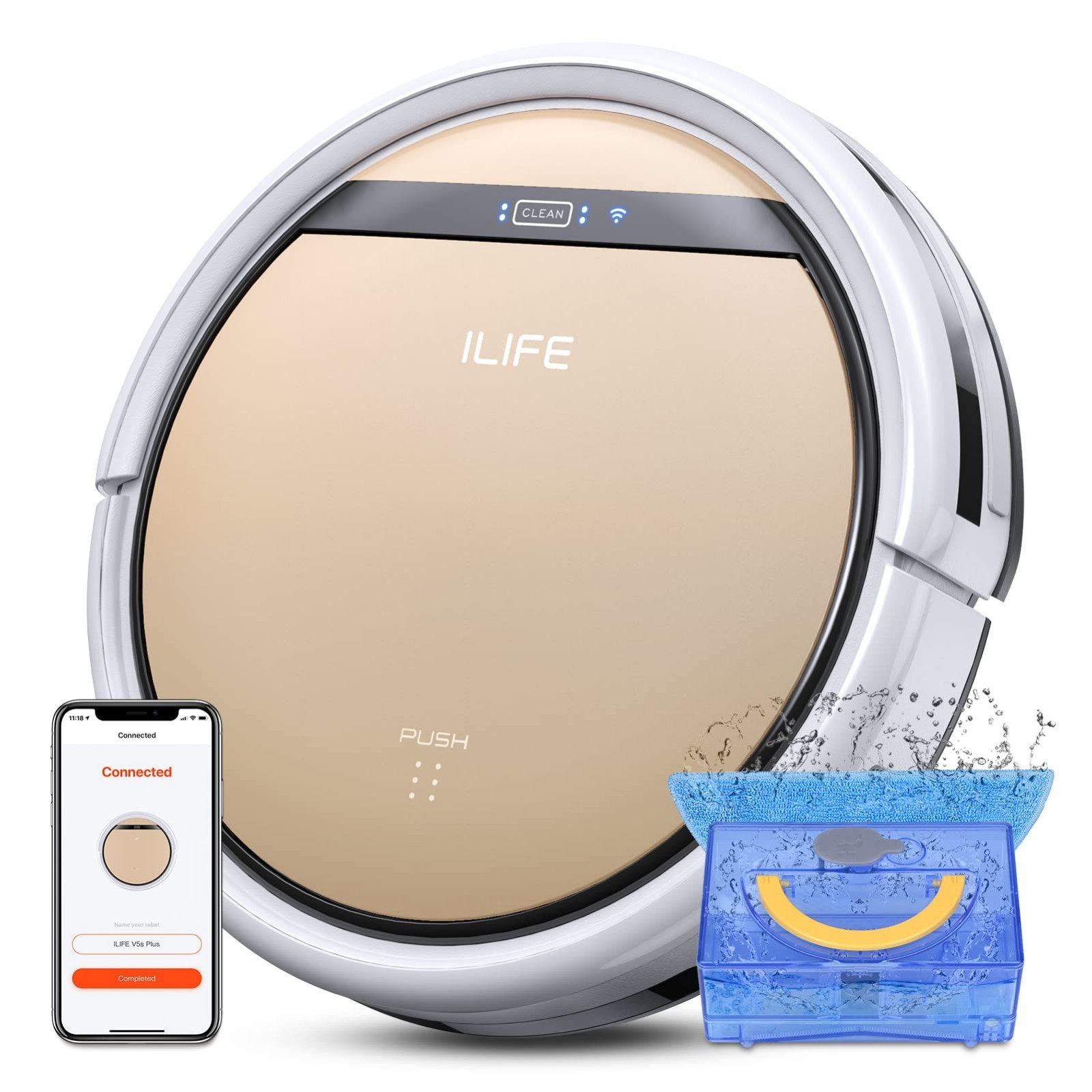 Robot Vacuum and Mop Combo – Remote & App Control, Self-Charging, Slim Design, I