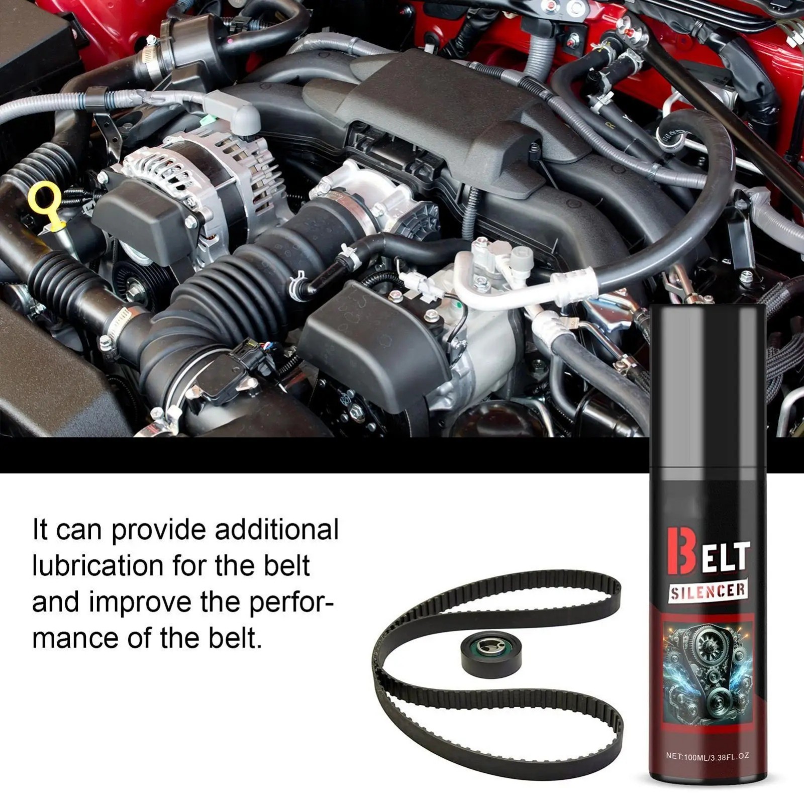 100ml Car Belt Noise Spray Engine Silencer Lubrication Dressing Protection