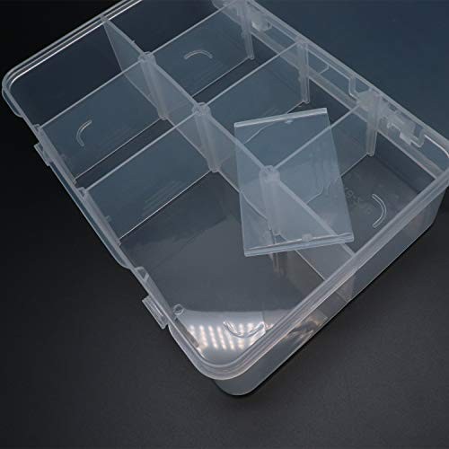 8 Grids Clear Plastic Organizer with Adjustable Dividers, 7.9×4.9×1.65 in