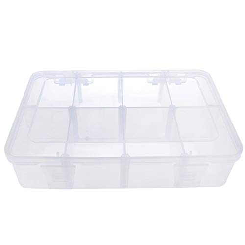 8 Grids Clear Plastic Organizer with Adjustable Dividers, 7.9×4.9×1.65 in