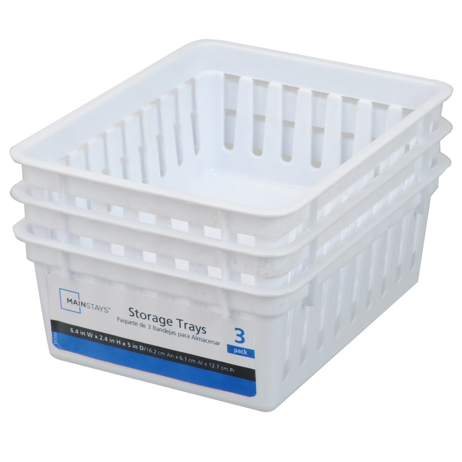 (6 Pack) Mainstays 3-Pack Square Mini Plastic Storage Tray Organizers, Stackable