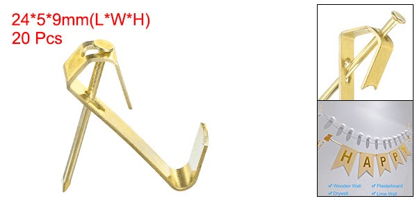 Picture Hangers, 20Pcs 20lb – Iron Picture Hanging Kit with Nails (Gold)