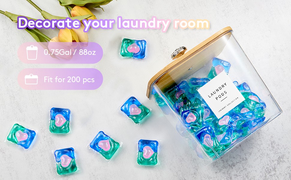 3 Pack Laundry Pod Containers and Dryer Sheet Holder, Laundry Room Organization