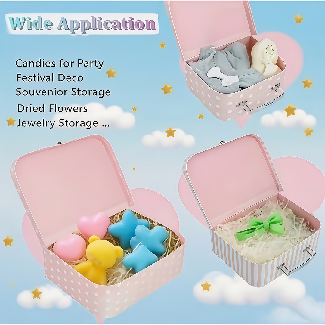 3/6 Pack Vintage Floral Dot Storage Boxes with Lids Handles