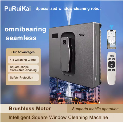 PuRuiKai Robot Window Cleaner with App Control & Dual Water Spray