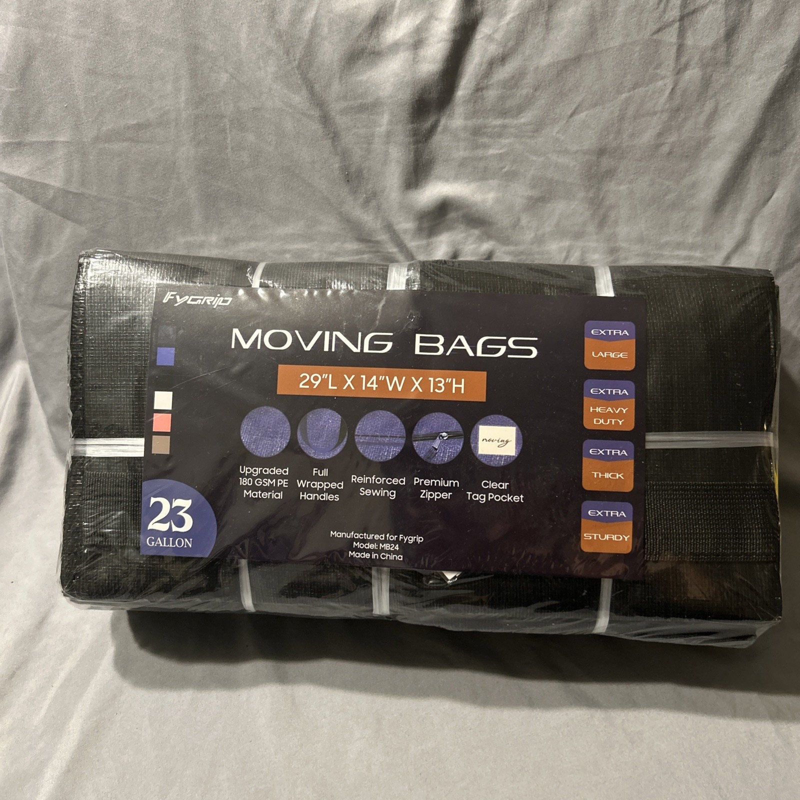 Extra Large Heavy Duty Reusable Moving Totes Zipper Closure Storage Pack Of 6