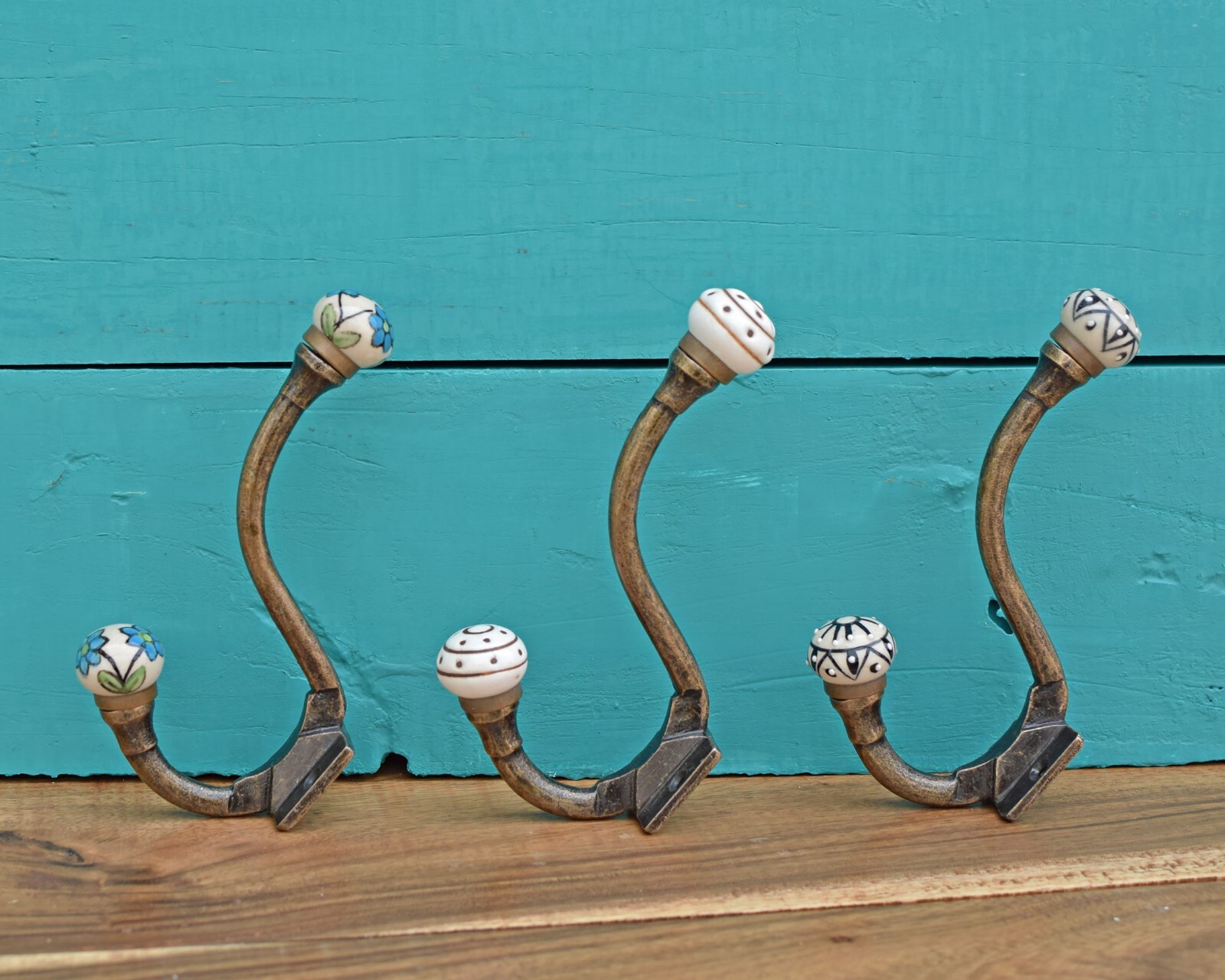 Vintage Ceramic Coat Hooks Hangers Antique Bronze Iron Wall Hooks Coat Rack Hook