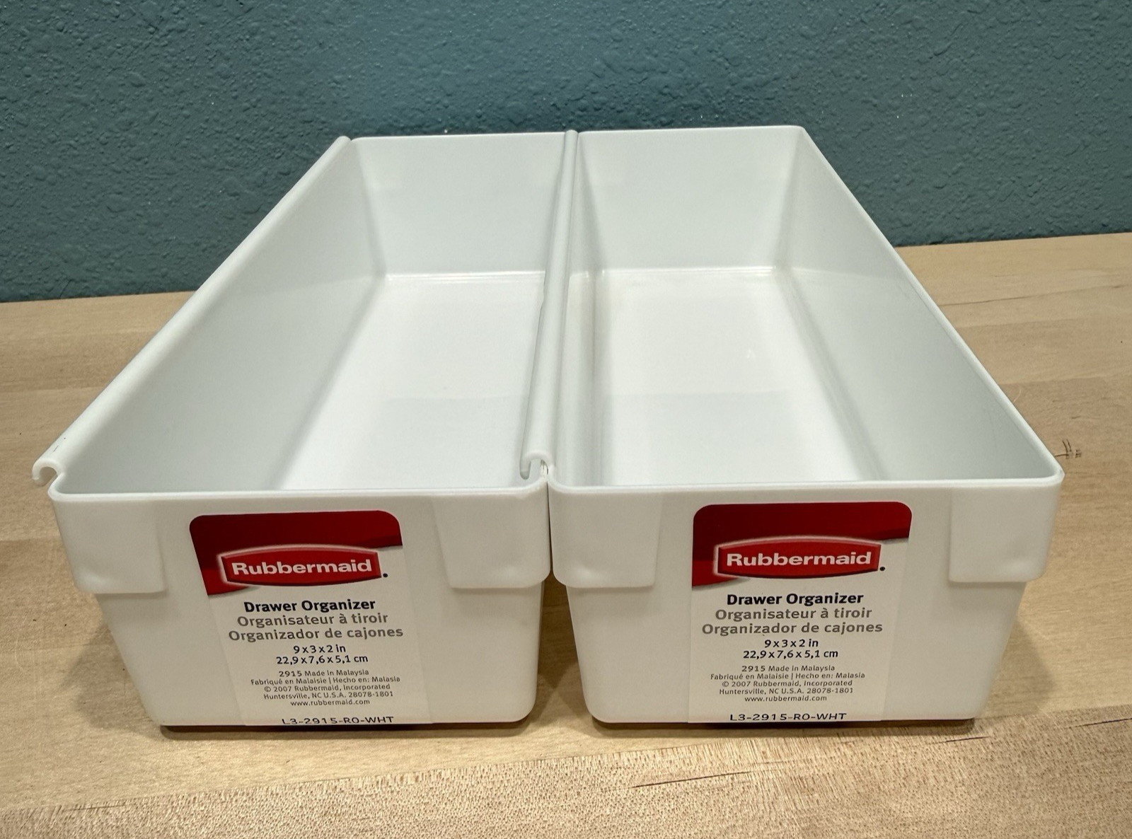 2x Rubbermaid Drawer Organizers Vintage Interlocking L3-2915 White 9 x 3 x 2 NEW