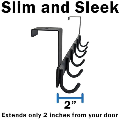 6 Hook Over-the-Door Hanger, Matte Black Color, Sleek Design, 16-Inch Length …
