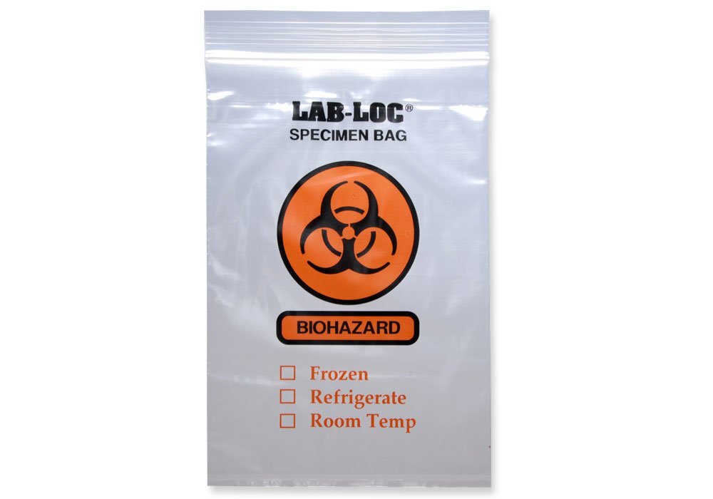 (1,000 Total) Reclosable 3-Wall Specimen Transfer Bag (Biohazard) 12in X 15in