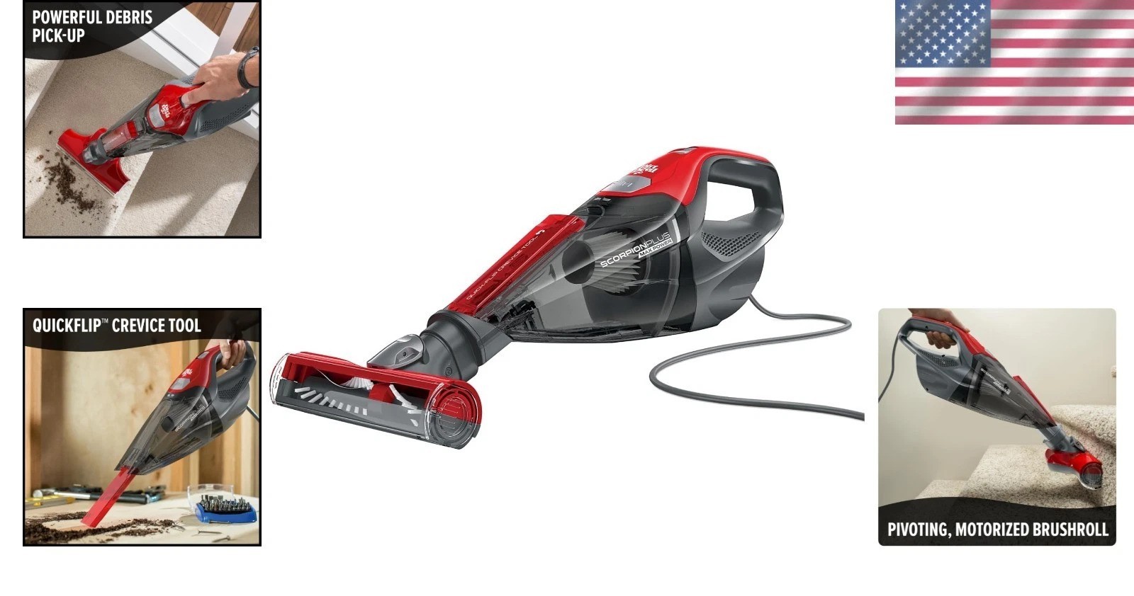 Lightweight Handheld Vacuum Cleaner with Pivoting Stair Tool for Easy Cleanup