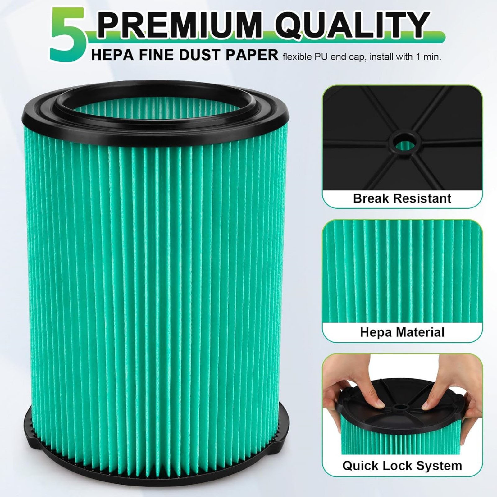 Filter Repair For VF6000 For Ridgid Vacs 5-20 Gallon Wet/Dry Vacuums: WD1956