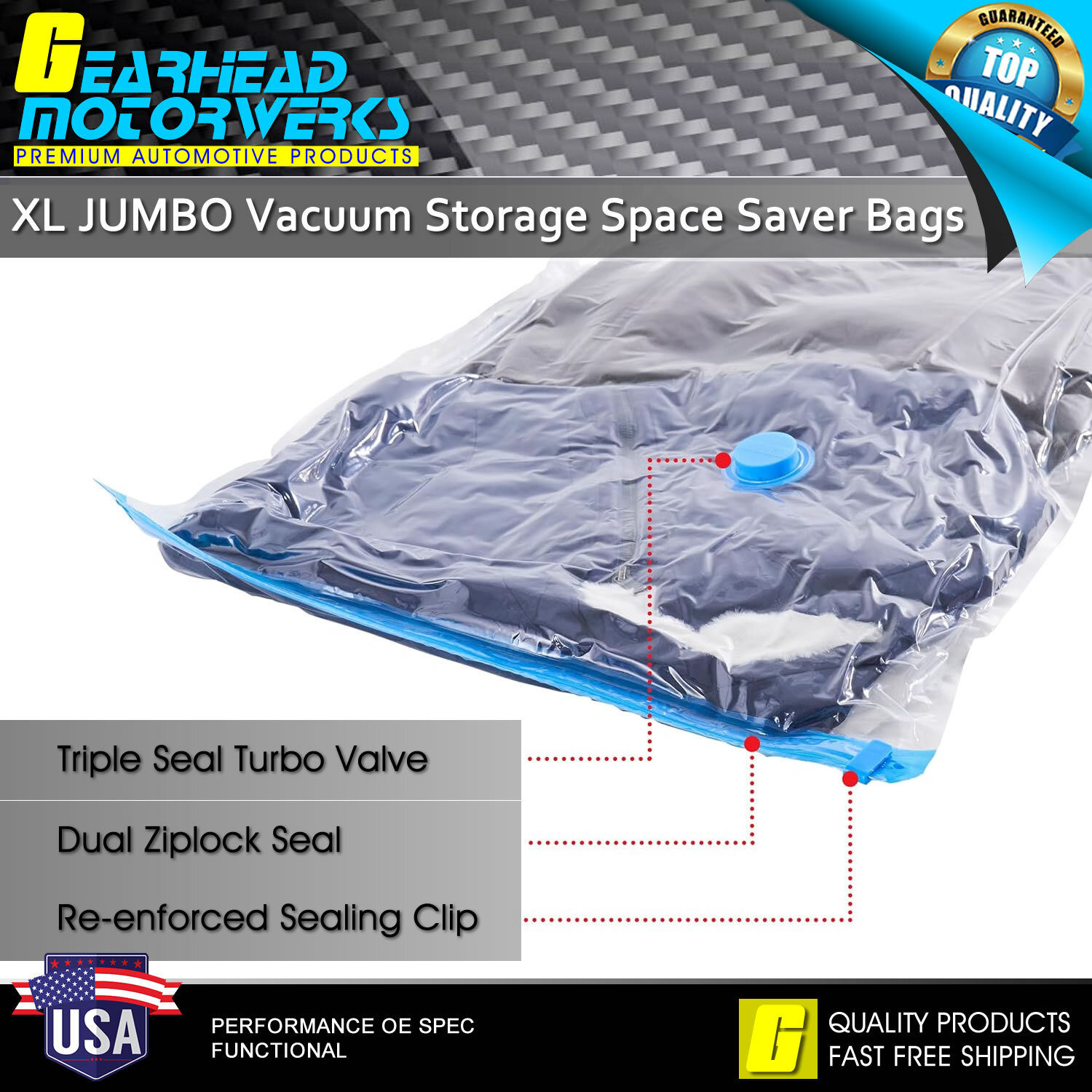 Jumbo Vacuum Storage Bags XL Comforters Bedding Clothes Space Saver w/ Hand Pump
