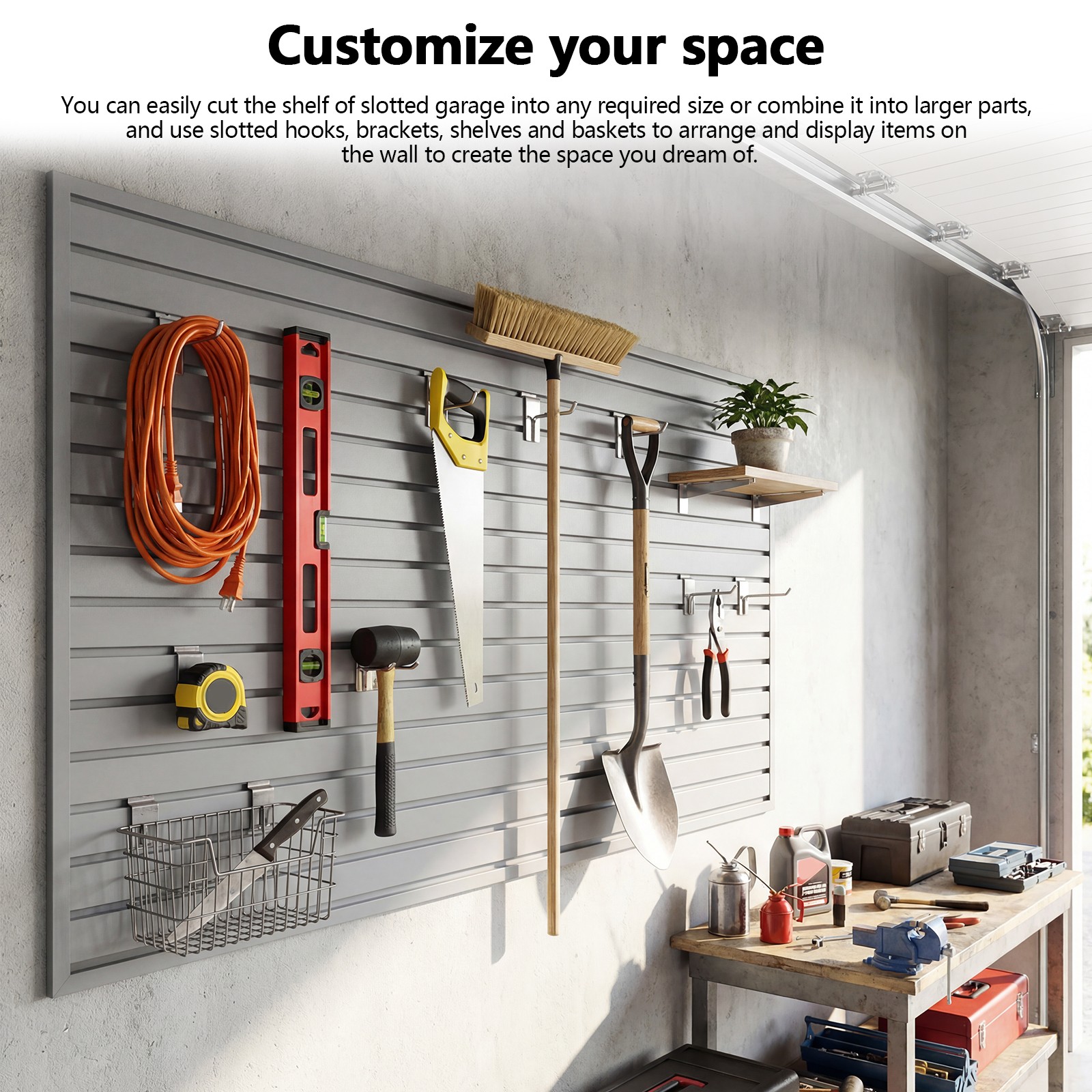 4×1 FT Wall Mounted PVC Wall Panel Grey Panels for Storage & Display
