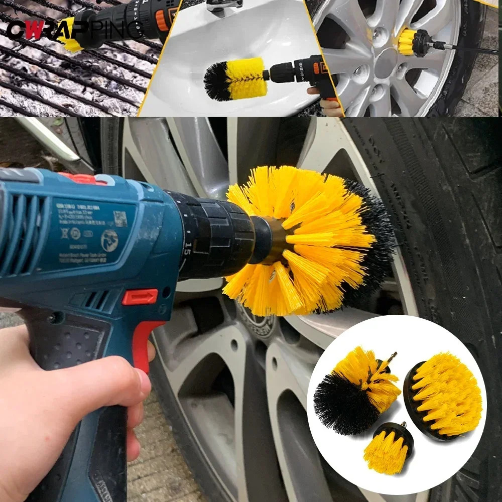 Nylon Drill Brush Set High Density Cleaning Brushes for Carpet Glass Tile