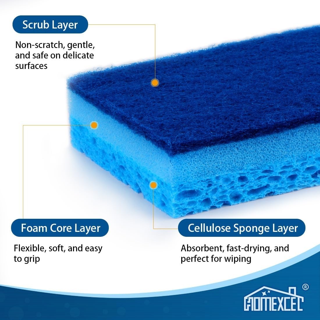Durable Non-Stick Cookware Safe Sponges – 24 Pack, Ideal for Effortless Cleaning