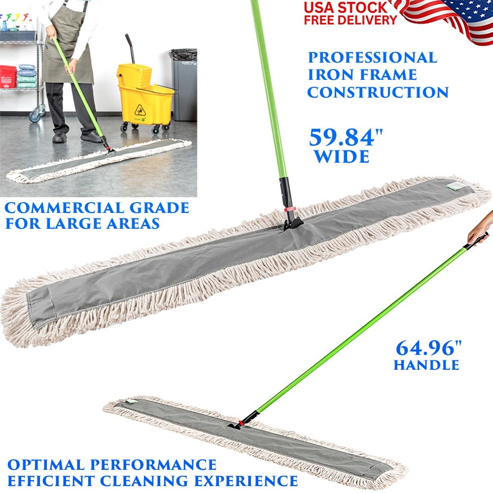 60″ COMMERCIAL DUST MOP HEAVY DUTY DRY FLOOR DUSTER FOR LARGE AREA RESTAURANT
