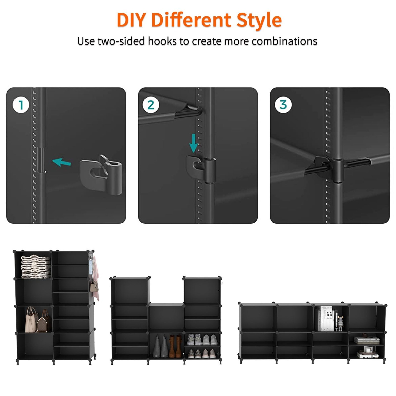6 Cube Closet Organizer Storage Shelves – Stackable Portable DIY Shelving Unit f