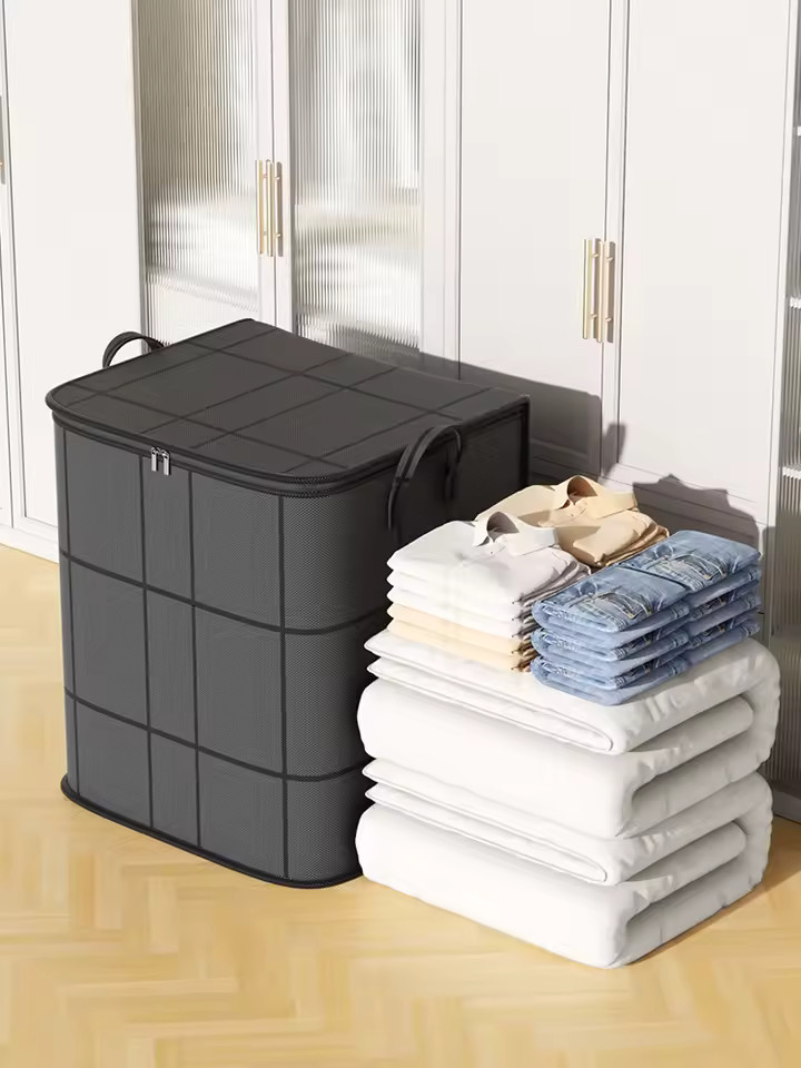 Foldable Clothes Storage Bin – Large Capacity Quilt Organizer with Handle