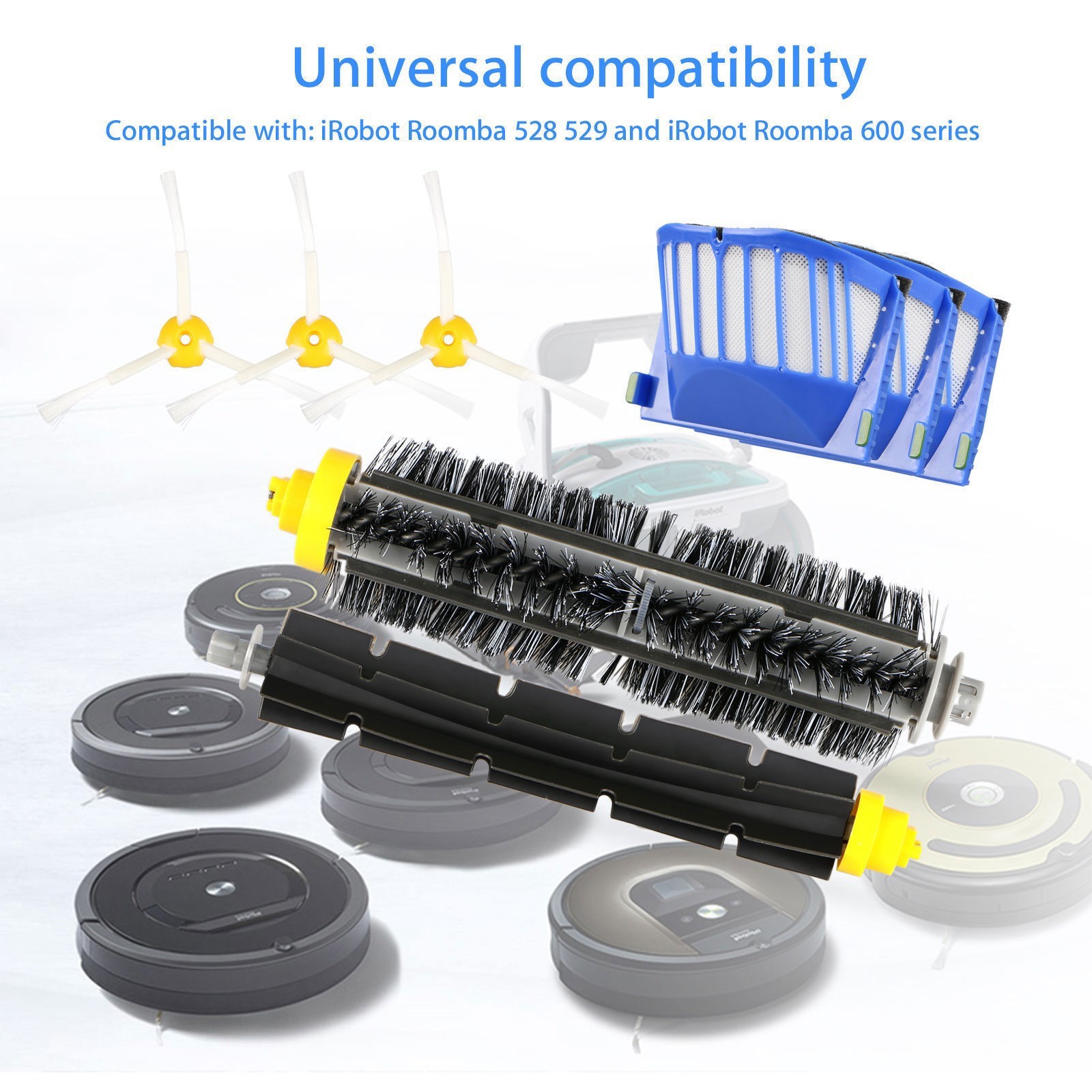 Replacement Parts Kit For iRobot Roomba 600 Series Vacuum Filter Brush Cleaner