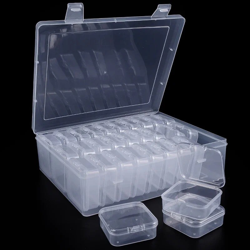 16/30pcs Clear Bead Organizer Box Hinged Storage Container Set Crafts Jewelry