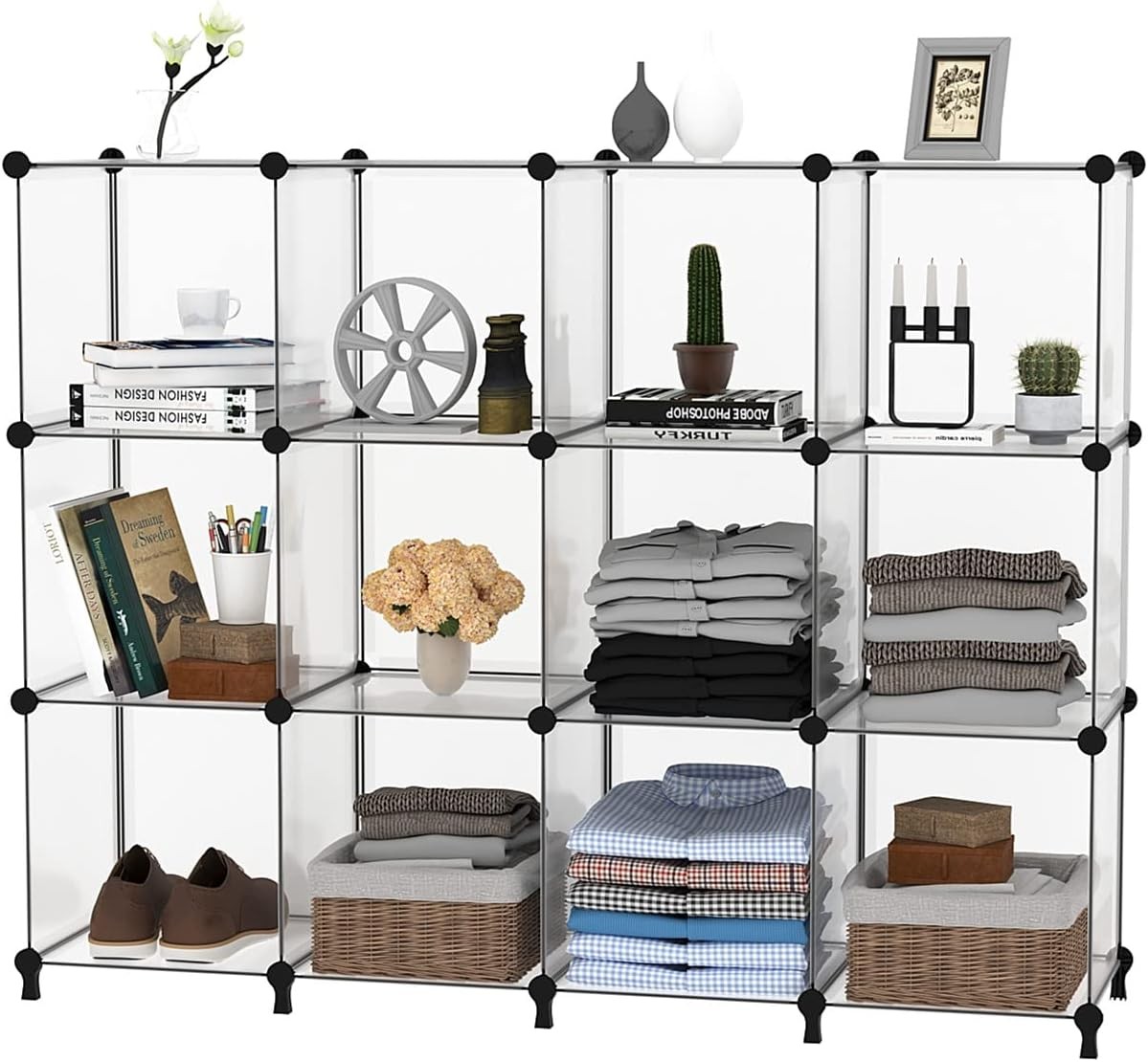 12 Cube Storage Organizer Storage,Cube Bookshelf DIY Plastic Closet Storage Shel
