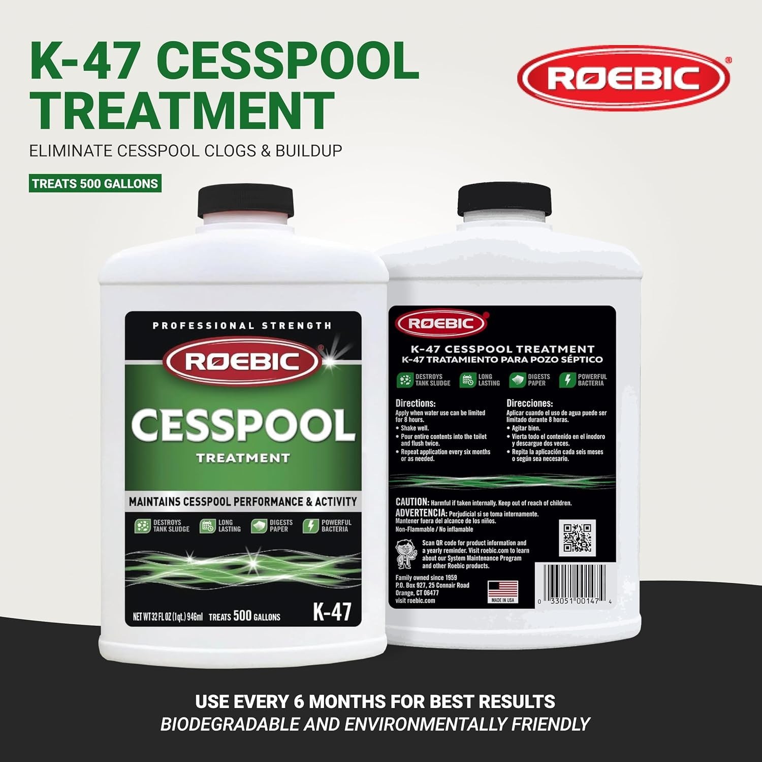 Roebic K-47 1 Qt. Cesspool and Septic Tank Treatment K47-Q-12 Roebic K47-Q-12