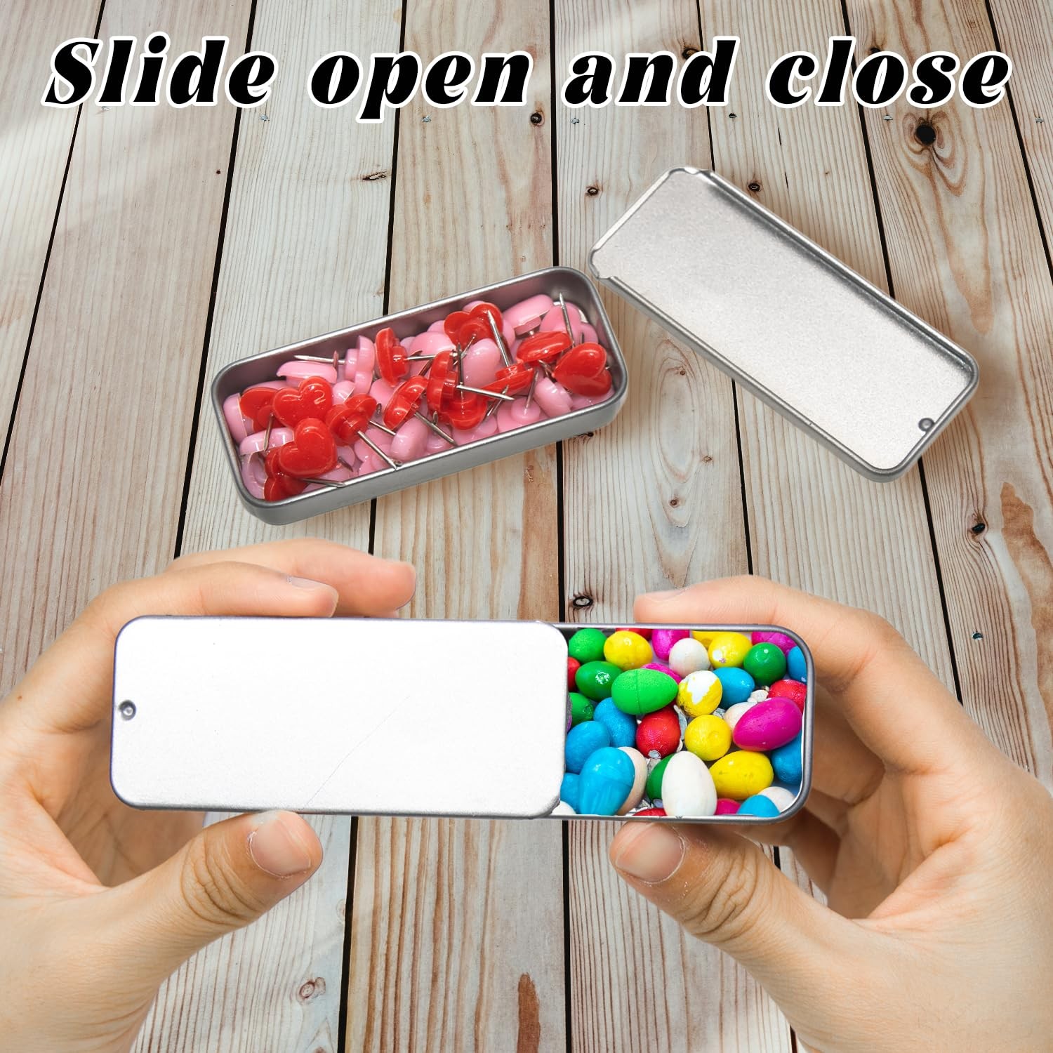 3 Pack Metal Tin Box Containers, Small Metal Box 3.15 x1.34×0.4 Inch, Empty M…
