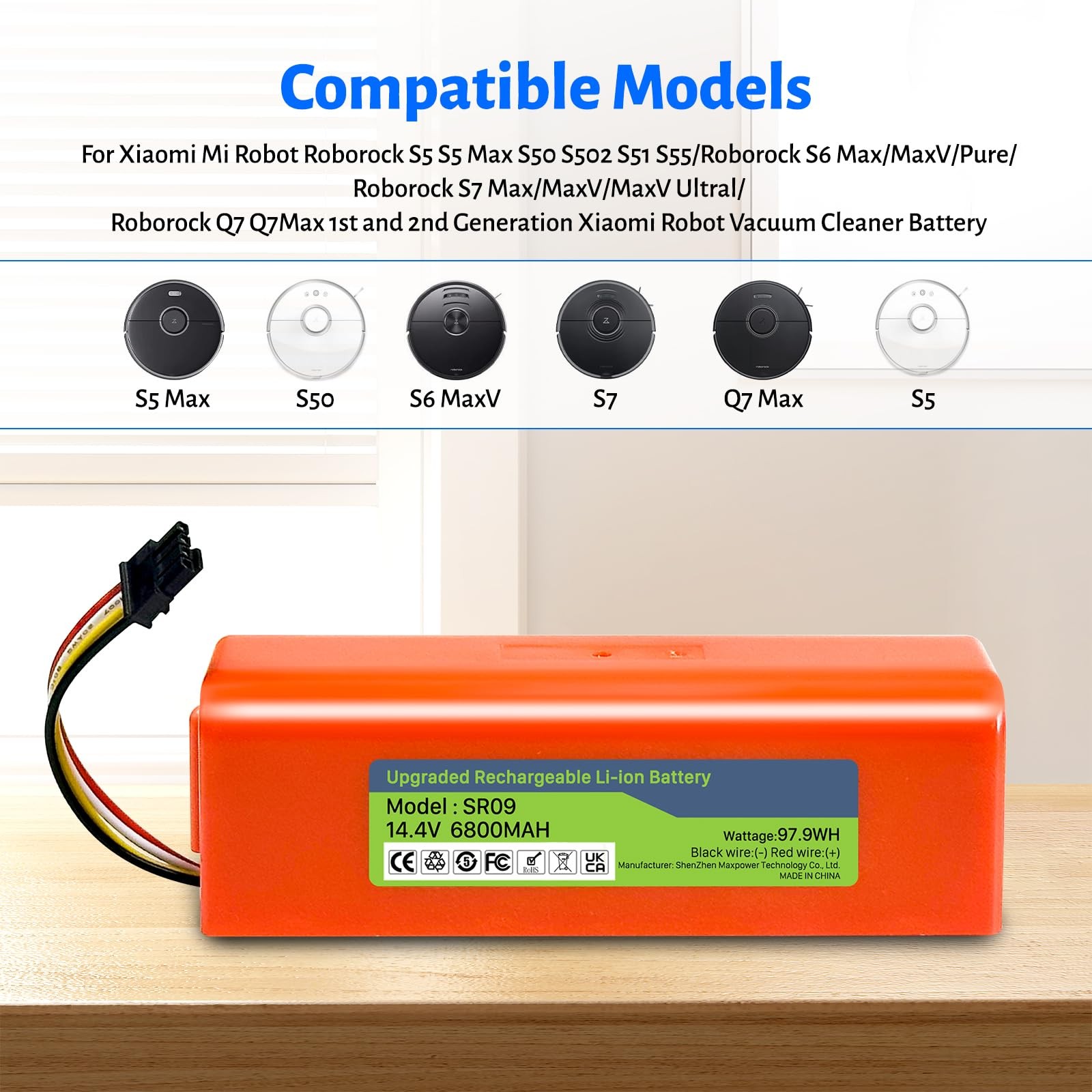 TQTHL Battery for Xiaomi Roborock S5, S5 Max, S50, S6, S6 MaxV, S7, Q7 Max V …