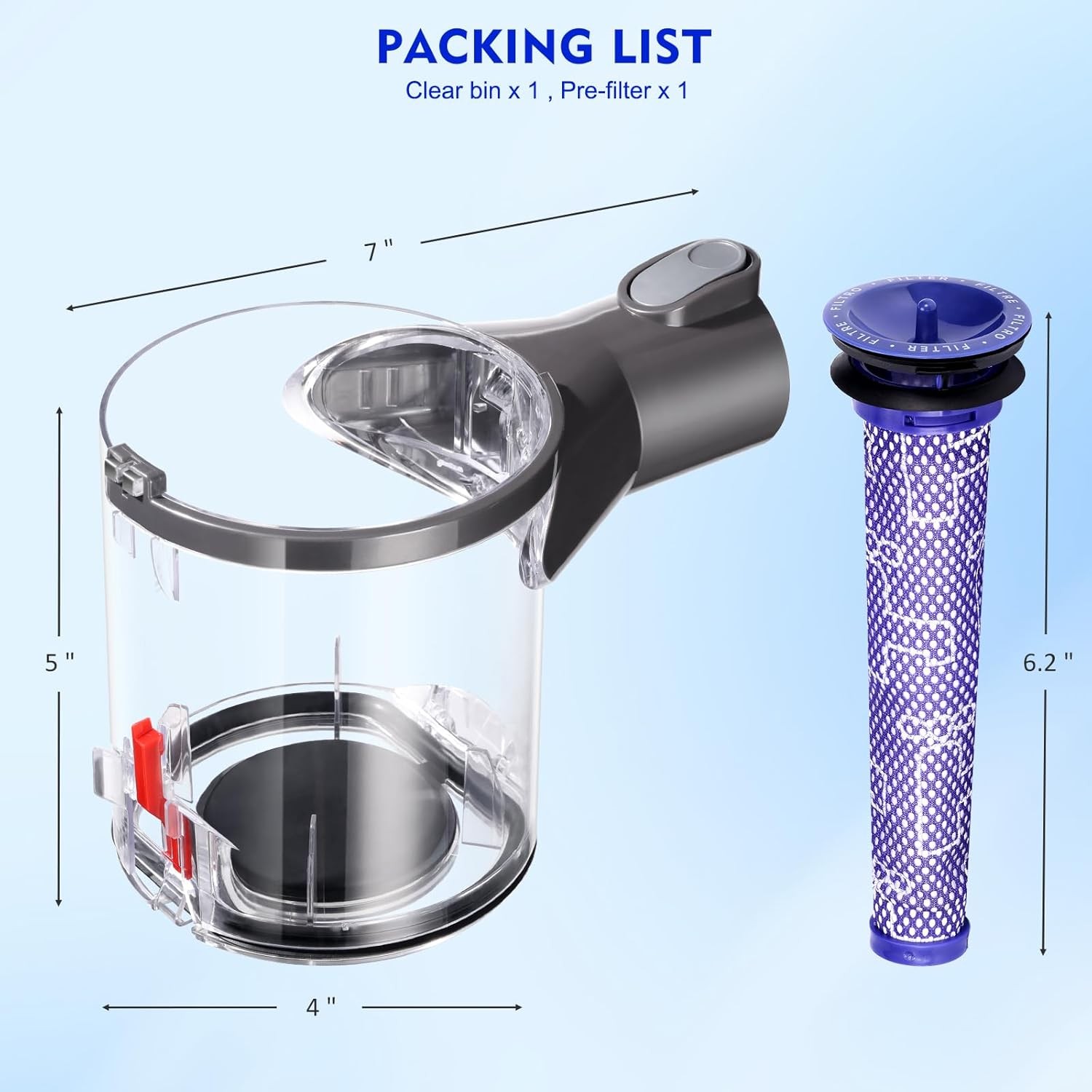 V6 Dust Bin Canister Replace for Dyson V6 DC58 DC59 DC62 DC74 Type-A Interface