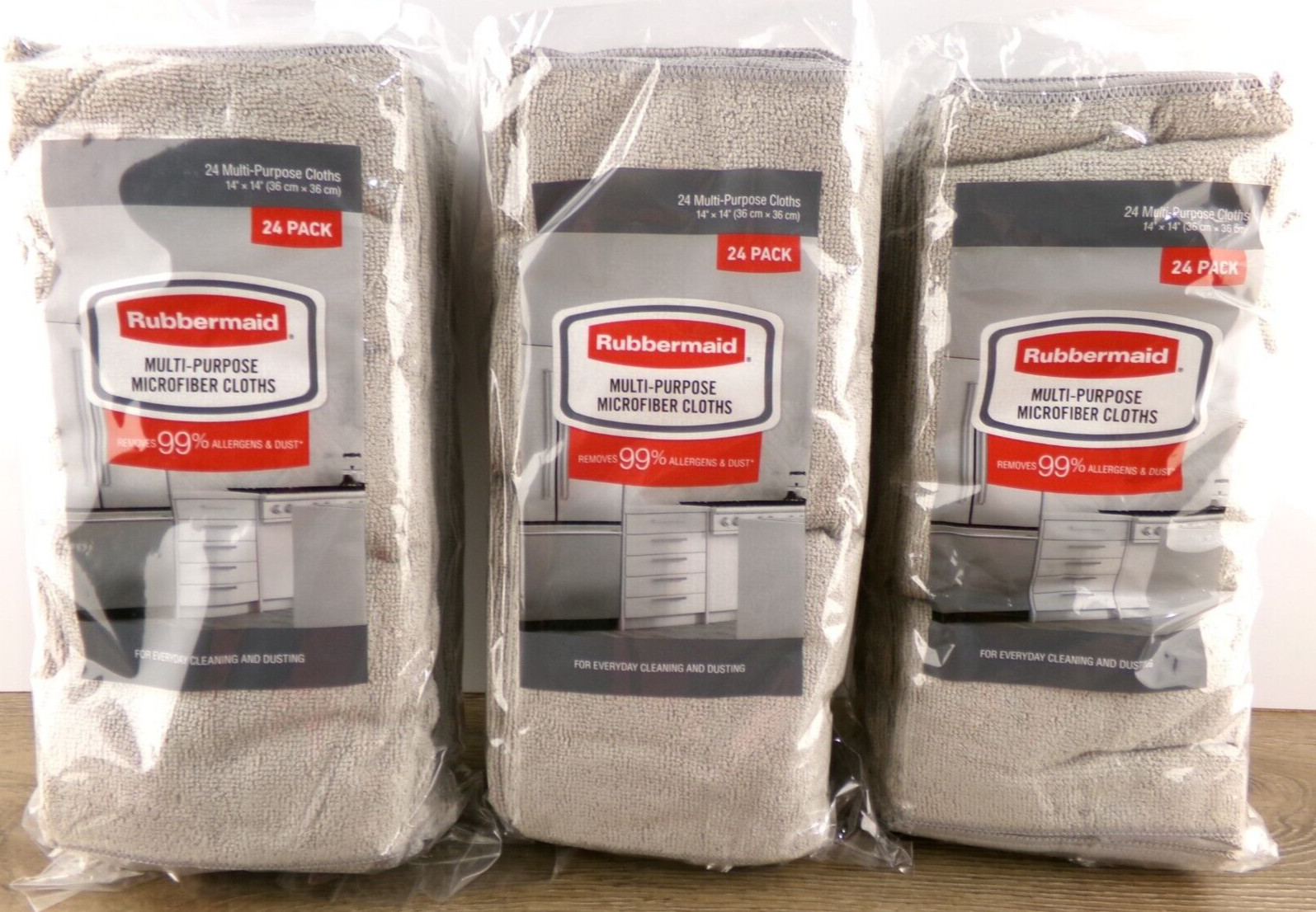 Rubbermaid Multi-Purpose Microfiber Cloths 3 Packs of 24, 14″x14″, New