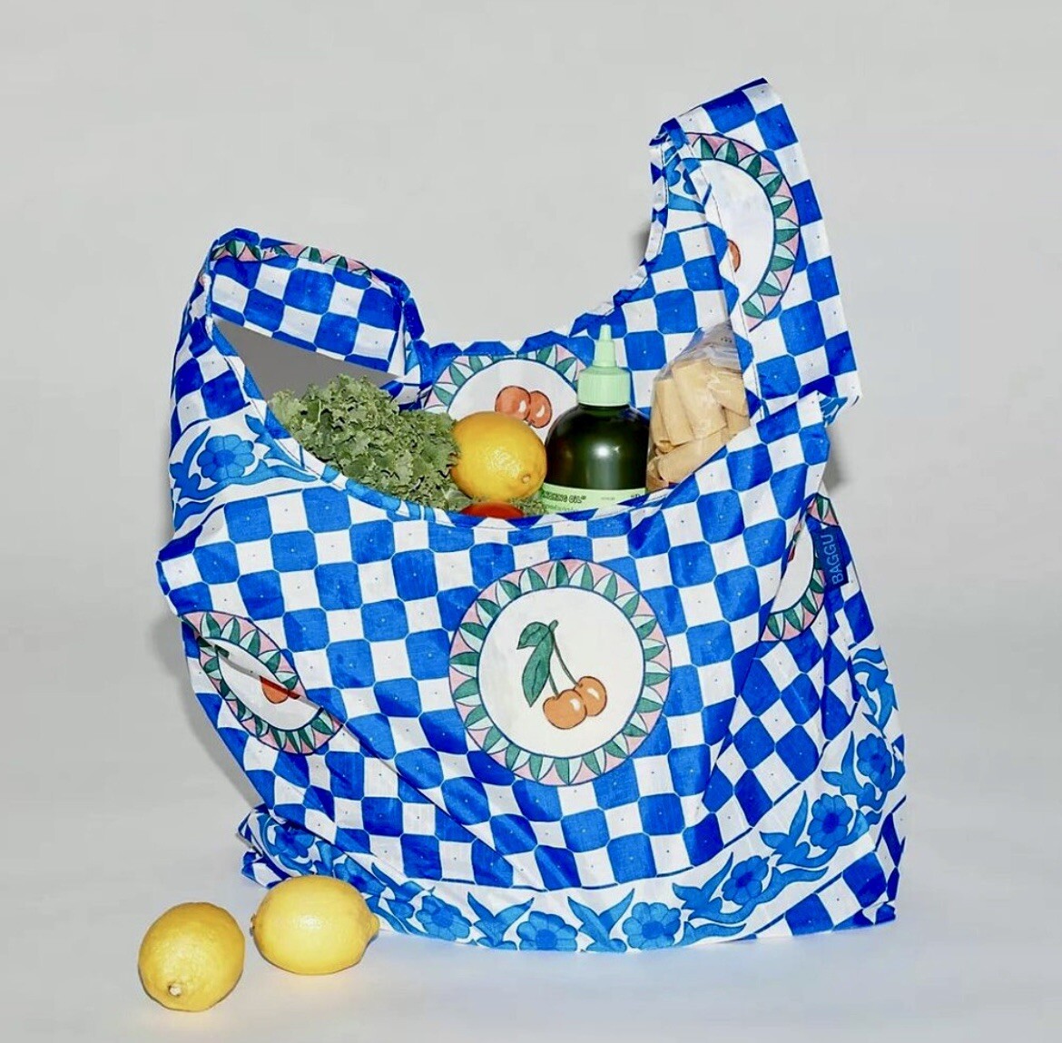 NEW! Baggu STANDARD BAG in “Cherry Tile” — Washable Recyc. Nylon SOLD OUT + RARE