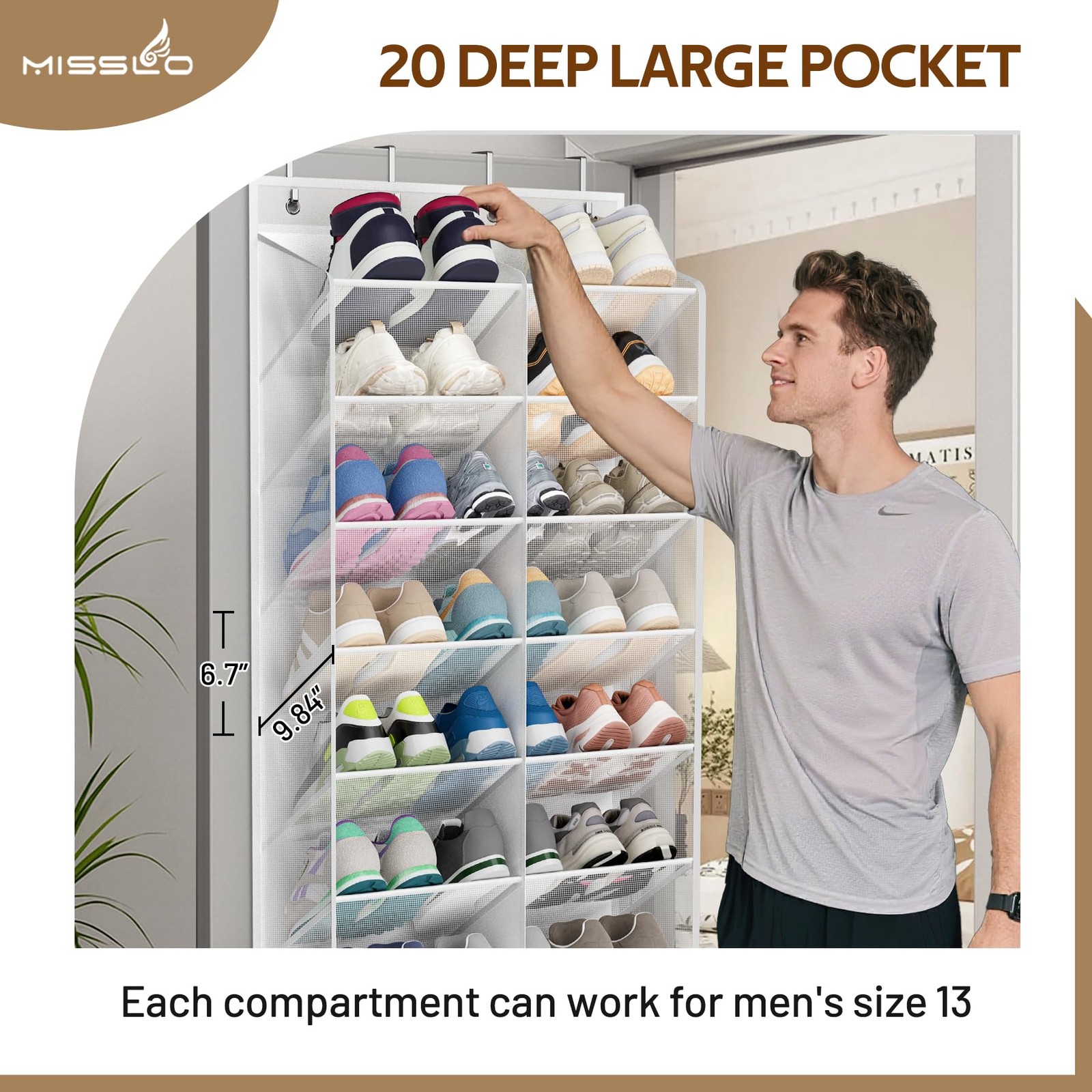 30 Pairs over the Door Shoe Organizer Breathable Mesh Hanging Shoe Rack