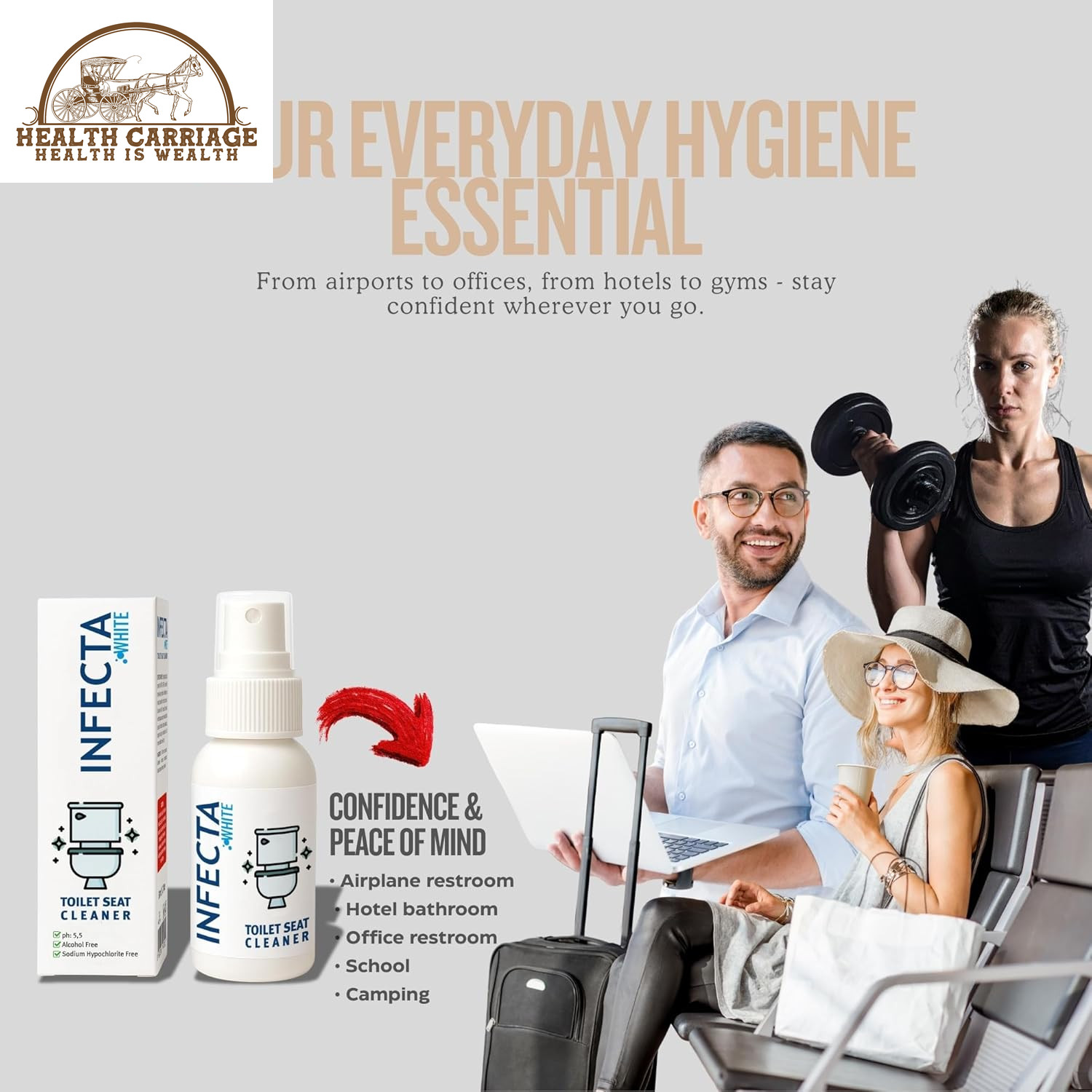 WHITE – Toilet Spray, Travel Size Multipurpose Cleaning Spray (50 Ml), All Purpo