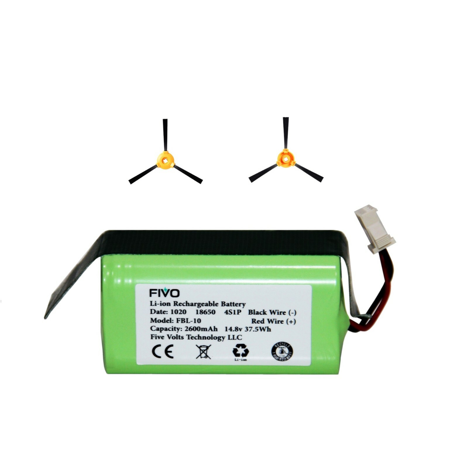 Ecovacs Deebot N79, N79S, N79SE, 500, DN622 replacement battery with 2 Brushes