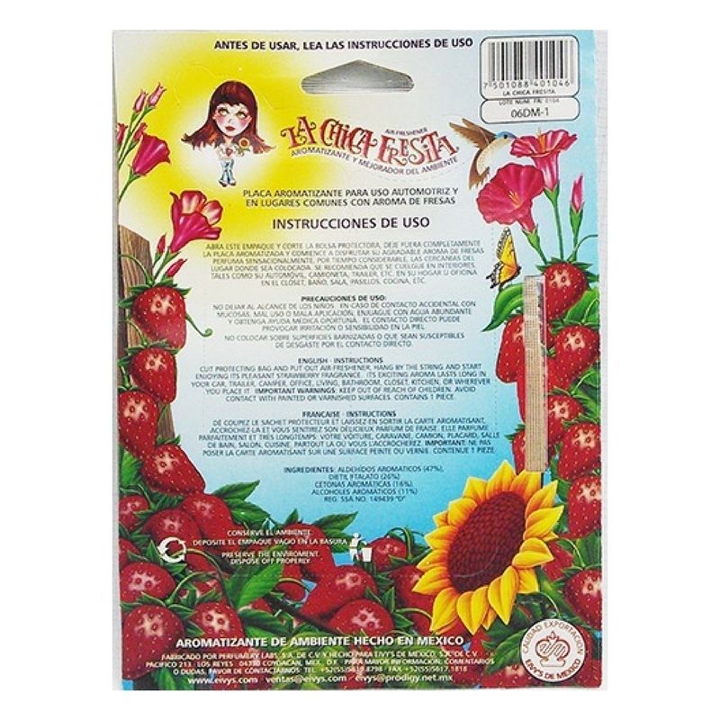 LA CHICA FRESITA Car Air Freshener Deodorant Strawberry Fresa Aromatizante 4 PCS