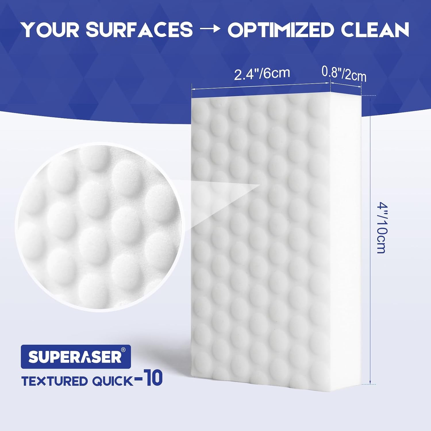 Magic Sponge Eraser, 10 Pack, 2X Density Melamine Foam | Water-activated
