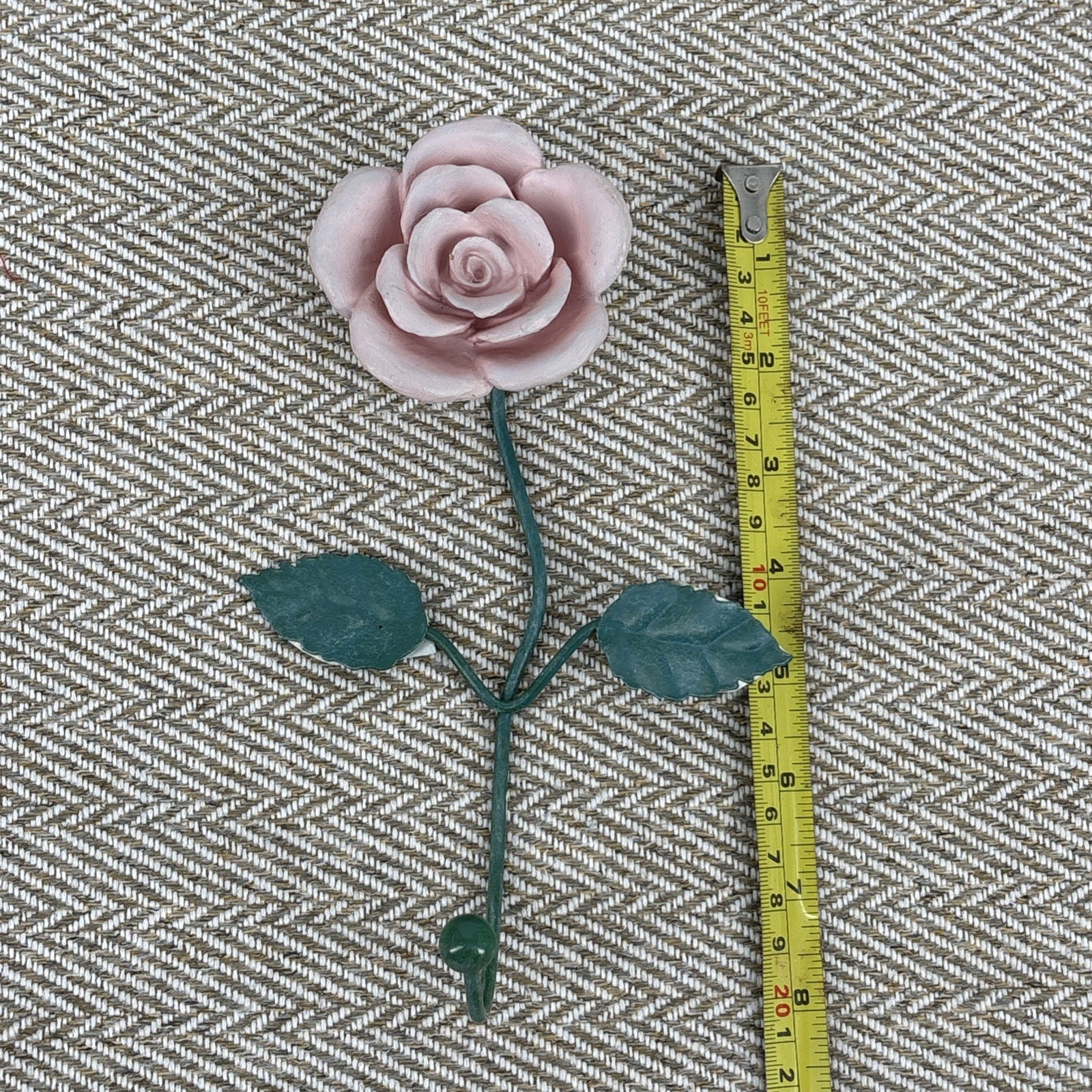 Pink Enameled Rose Wall Hook Shabby Chic French Country Cottagecore 8′