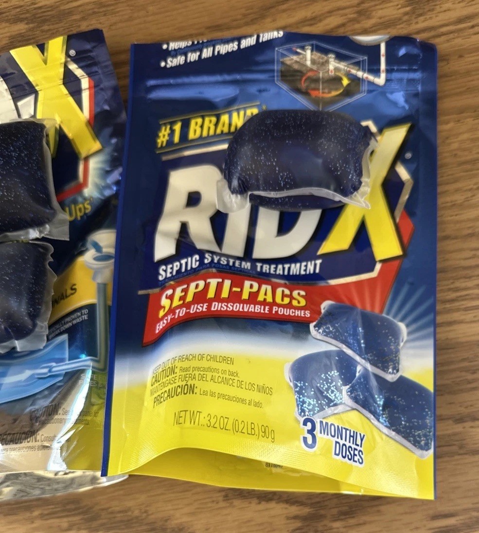 Rid-X Open Bags 5 Packs Septic System Treatment Septi-Pacs 3 months doses 3.2 oz