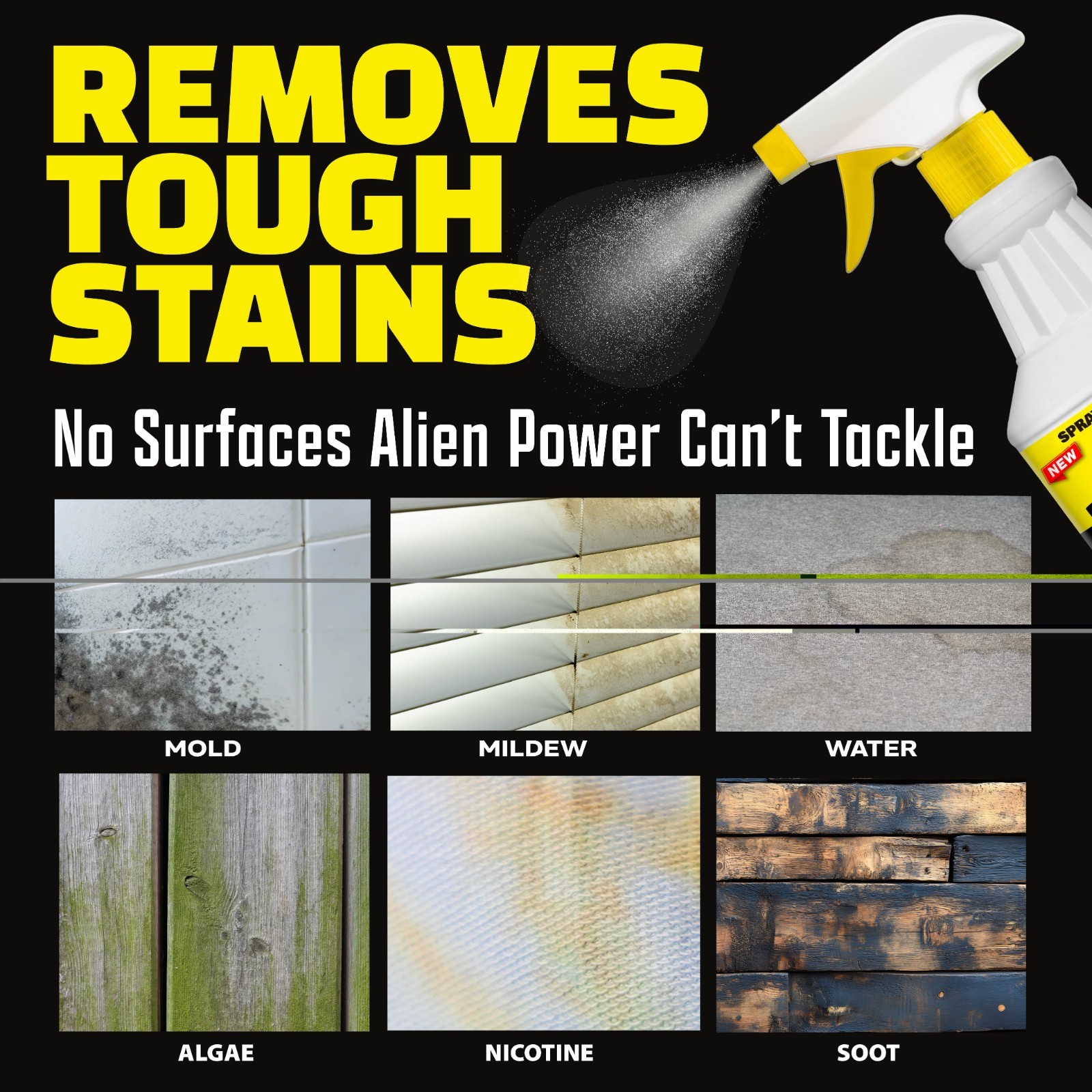 Alien Power Stain Remover Kit – Mold, Mildew & Algae Cleaner with Spray Bottle