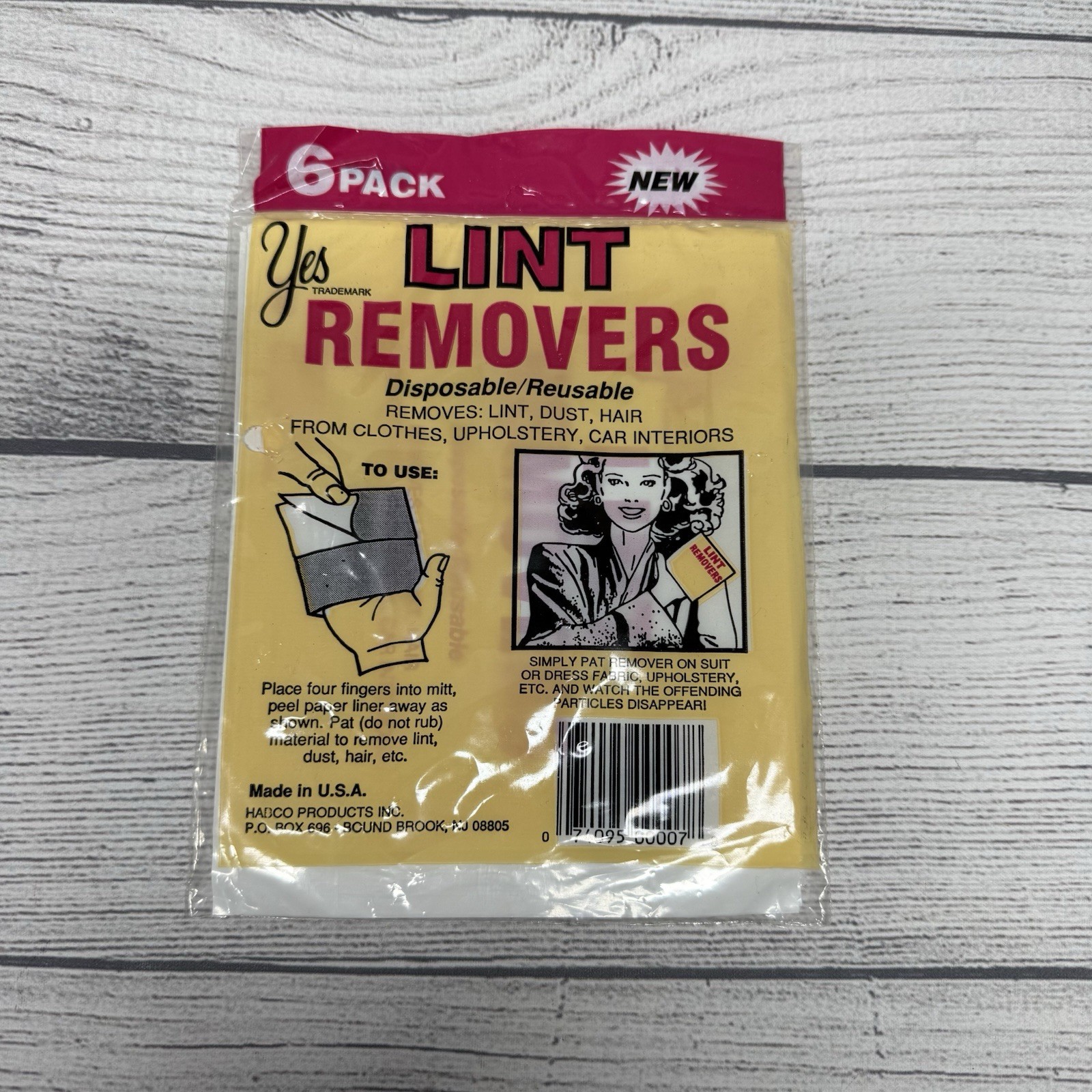 Vintage NEW Hadco Yes Brand Lint Removers SEALED Package NOS 6 Pack